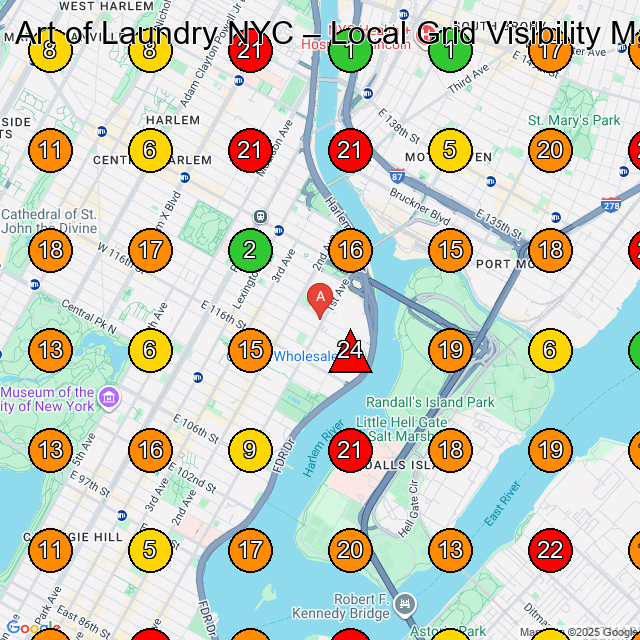 Art of Laundry NYC Dry Cleaner GeoGrid ranking map for New York NY
